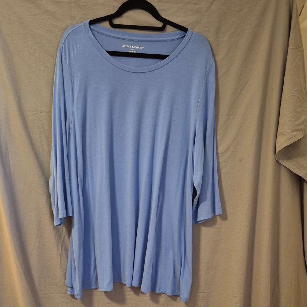 Jessica London Light Blue 3/4 Sleeve Tunic – Size 1X (22–24W)
